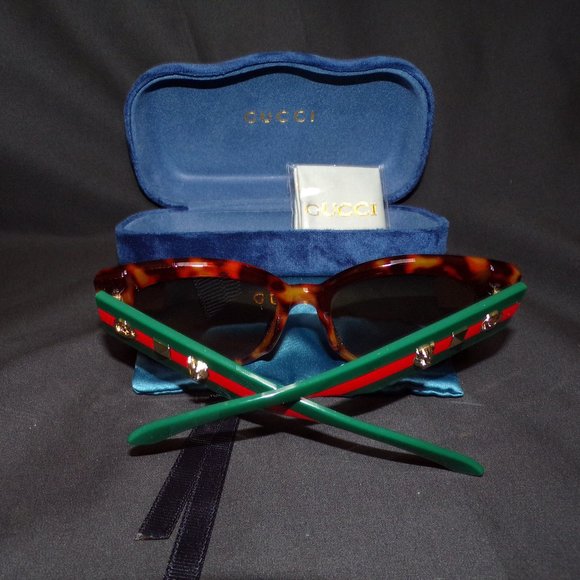 GUCCI Tortoiseshell Striped Green/Brown Sunglasses main image 4